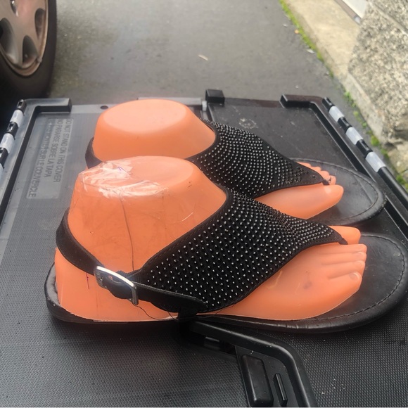 Fit flop a Like Women’s Black T-Strap Glitter Thong Buckle Sandals Size 10 - Picture 8 of 13